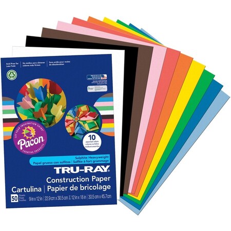 Tru-Ray Paper, Const, 9X12, Ast, 50Sh Pk PAC103031